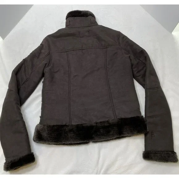 Women's Suede Presidio Hot Chocolate Fur Lined Jacket B by Burton S - Picture 7 of 10